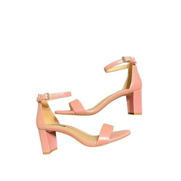 Nine West NWOB Iridescent Pink Pruce Ankle Strap Block Heel Sandal Size 8.5 - Picture 1 of 5
